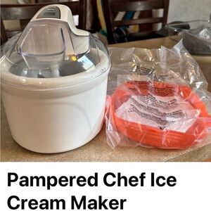 Pampered Chef White and Orange Ice Cream Maker
